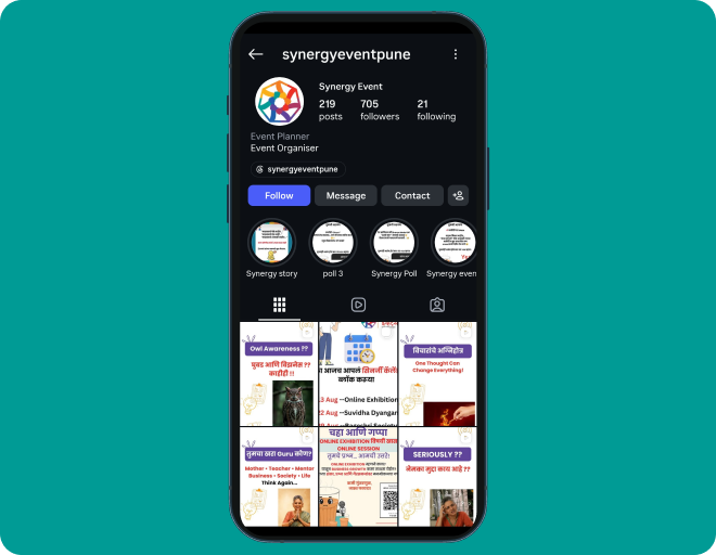 Synergy Instagram profile preview